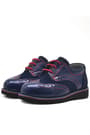 Rakerplus Hidra Patent Leather Suede Navy Blue Lace up Baby Shoes