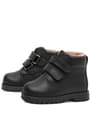 Rakerplus Neson Genuine Leather Black Fur-Lined Velcro Unisex Baby Boots