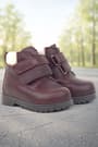 Rakerplus Neson Genuine Leather Claret Red Furry Banded Baby Boots