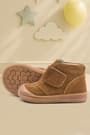 Rakerplus Yoohoo Genuine Leather Tan Unisex Baby Boots With Velcro