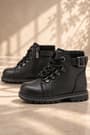 Rakerplus Genuine Leather Black Zippered Winter Kids Asker Boots G.21