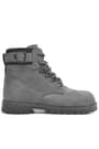 Rakerplus Zippered Genuine Leather Gray Lace up Furry Boots