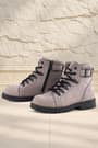 Rakerplus Griffon Genuine Leather Light Gray Lace-Up Zippered Boots