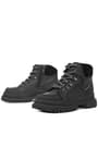 Rakerplus Genuine Leather Black Zippered Laced Up Kids Boots