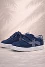 Rakerplus Genuine Leather Navy Blue Banded Babies Sportt Shoes