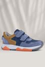 Rakerplus Genuine Leather Blue Suede Tabac Kids Banded Sneakers Sports Shoes