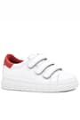 Rakerplus Genuine Leather White Red Banded Kids Casual Sports School Shoes