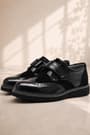 Rakerplus Hidra Black Patent Leather Velcro Boys' Classic Shoes C.36