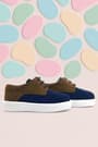 Rakerplus Genuine Leather Navy Blue Yellow Coffee Elastic Boy's Casual Shoes