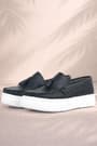Rakerplus Black Faux Leather Boys Moccasin Shoes
