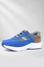 Rakerplus Genuine Leather Anatomic Saxe Blue Tabac Laced Up Kids Sports Shoes