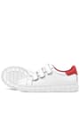 Rakerplus Genuine Leather White Red Banded Kids Casual Sports School Shoes