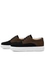 Rakerplus Genuine Leather Black Brown Elastic Boys' Casual Shoes