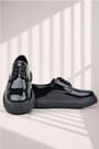 Rakerplus Derby Black Patent Leather Black Sole Kids Classic Shoes