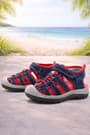 Rakerplus Genuine Leather Navy Blue Red Kids Sandals