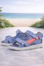 Genuine Leather Blue Orange Kids Sandals Shoes