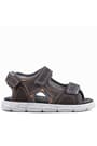 Rakerplus Genuine Leather Grey Banded Kids Sandals