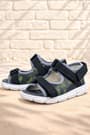 Rakerplus Genuine Leather Green Camouflage Patterned Black Kids Sandals
