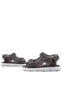 Rakerplus Genuine Leather Grey Banded Kids Sandals