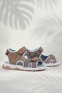Rakerplus Genuine Leather Brown Velcro Kids Sandals Shoes 14021-KGRK.26