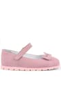 Rakerplus Genuine Leather Pink Bow Girls Flat Shoes 100-P2-DERI.25