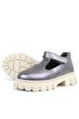 Rakerplus Genuine Leather Platinium Cream Sole Velcro Girls School Shoes 910-PLB-DERI.26