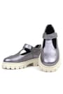 Rakerplus Genuine Leather Platinium Cream Sole Velcro Girls School Shoes 910-PLB-DERI.26