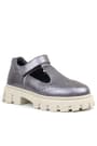 Rakerplus Genuine Leather Platinium Cream Sole Velcro Girls School Shoes 910-PLB-DERI.26