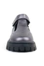 Rakerplus Genuine Leather Platinum Black Sole Velcro Girls' School Shoes 910-PLS-DERI.26