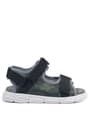 Rakerplus Genuine Leather Green Camouflage Patterned Black Kids Sandals 10365-YKS.26