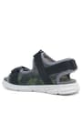 Rakerplus Genuine Leather Green Camouflage Patterned Black Kids Sandals 10365-YKS.26