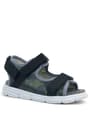 Rakerplus Genuine Leather Green Camouflage Patterned Black Kids Sandals 10365-YKS.26