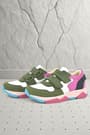 Rakerplus Hakiki Deri Yeşil Pembe Çocuk Sneakers Spor Ayakkabı 3880-YYF.26