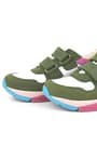 Rakerplus Hakiki Deri Yeşil Pembe Çocuk Sneakers Spor Ayakkabı 3880-YYF.26