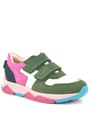 Rakerplus Hakiki Deri Yeşil Pembe Çocuk Sneakers Spor Ayakkabı 3880-YYF.26