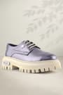 Rakerplus Platinum Genuine Leather Metal Detailed Lace Up Casual Oxford Shoes