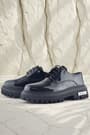 Rakerplus Black Patent Leather Lace-Up Oxford Metal Detailed Casual Shoes