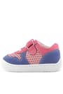 Rakerplus Bob Hakiki Deri Pembe Mavi Barefoot Cırtlı Lastikli Bebek Sneaker Ayakkabı