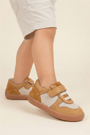 Rakerplus Bob Genuine Leather Tan Cream Barefoot Velcro Elastic Baby Sneaker Shoes