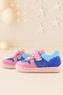 Rakerplus Bob Hakiki Deri Mavi Pembe Barefoot Cırtlı Lastikli Bebek Sneaker Ayakkabı