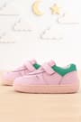 Rakerplus Bob Hakiki Deri Pembe Yeşil Barefoot Cırtlı Lastikli Bebek Sneaker Ayakkabı