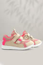 Rakerplus Beige Pink Velcro Girls Sneakers