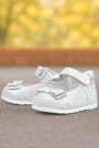 Rakerplus Genuine Leather Silver Patterned Baby Girl Ballet Shoes