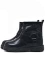 Rakerplus Genuine Leather black patent leather Zippered Girls Kids Boots