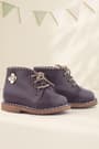 Rakerplus Handmade Genuine Leather Brown Floral Detailed Lace-Up Baby Boots