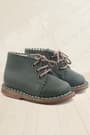Rakerplus Handmade Genuine Leather Khaki Green Lace-Up Baby Boots