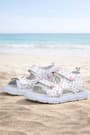 Rakerplus White Patterned Banded Sandals For Baby Girls
