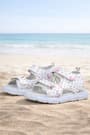 Rakerplus White Patterned Banded Sandals For Baby Girls