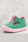 Rakerplus Shaun Genuine Leather Aqua Green Pink Velcro Anatomical Baby Girl Sandals