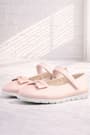 Rakerplus Powder Pink Bow and Velcro Girls' Flat Shoes